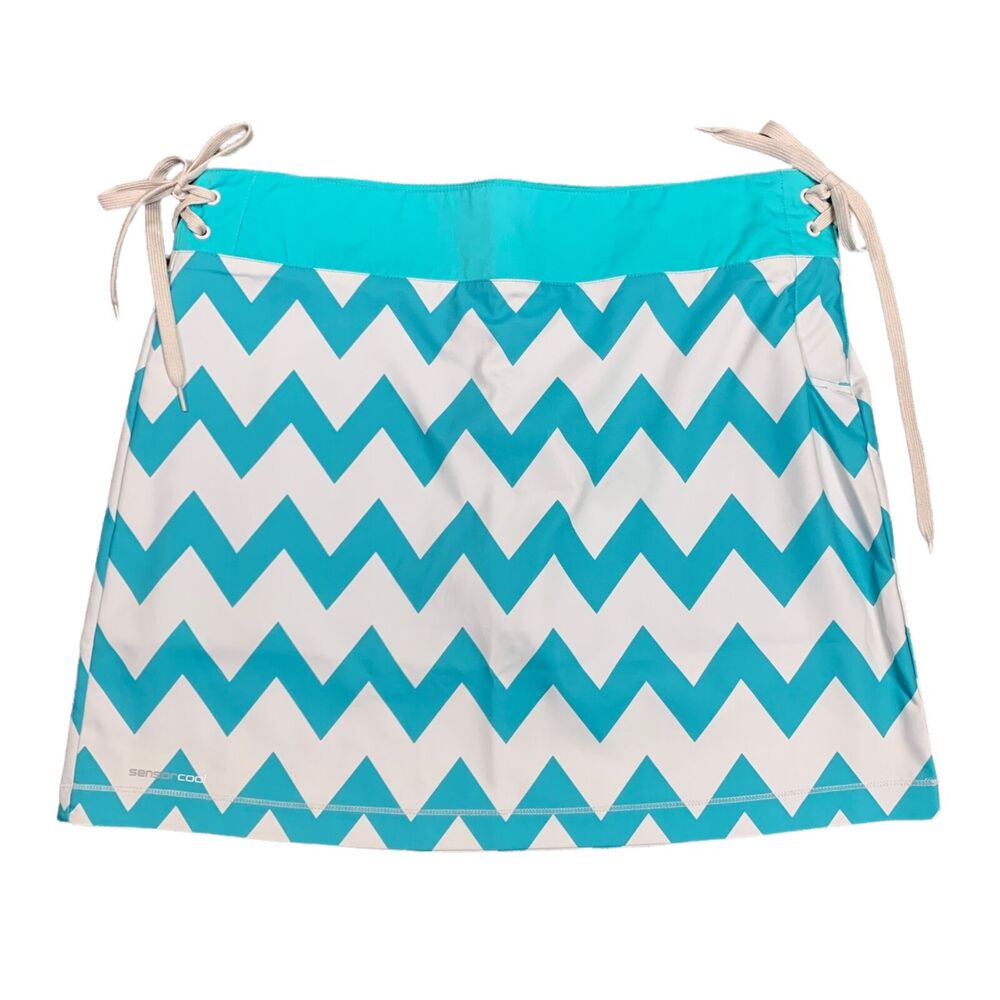 Ping Womens Golf Skirt Skort SensorCool Chevron Print Lined Teal Cream Large